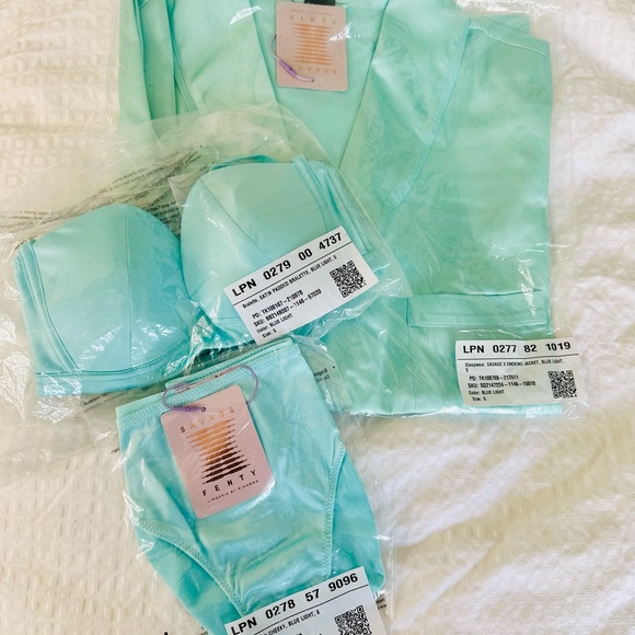 Savage X Fenty Blue Light Savage X Smoking Jacket 3 Piece Set - Picture 15 of 16